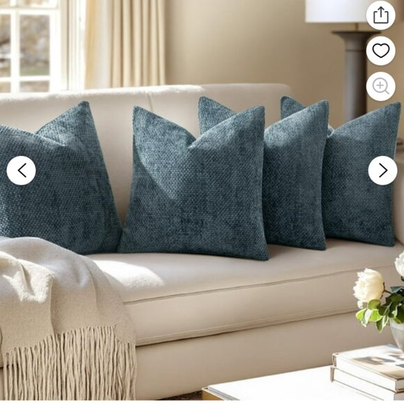 4 Couch Throw Pillow Covers 18x18" Navy Blue Soft Decorative Chenille Farmhouse - Picture 4 of 6